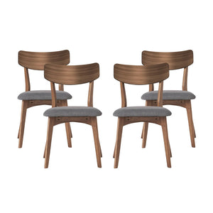 English Elm Mid-century Modern Upholstered Dining Chairs Set of 4 with Rubberwood Splayed Legs Dark Gray,Walnut N768P189387D_4