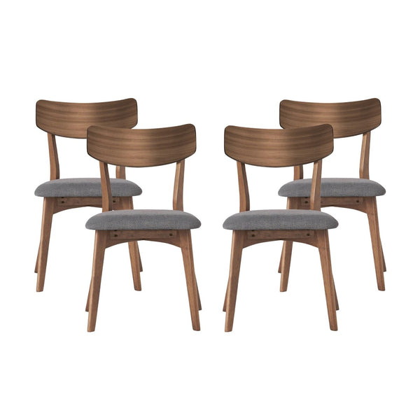 English Elm Mid-century Modern Upholstered Dining Chairs Set of 4 with Rubberwood Splayed Legs Dark Gray,Walnut N768P189387D_4