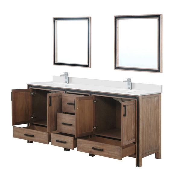 English Elm Rustic Barnwood Double Bath Vanity 80" W x 22" D with Cultured Marble Top, Chrome Faucet & Mirrors B2731S01146