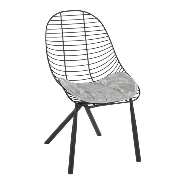 English Elm Chair Set of 2 Industrial Modern Black Metal Frame with Faux Leather Dining Seats B202P471345