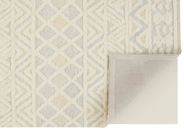 Feizy Rugs Anica Hand-tufted Wool Area Rug - Stylish Geometric Design For Effortless Bohemian Home Decor Ivory,Blue,Tan Wool Anc8005fblu000e10