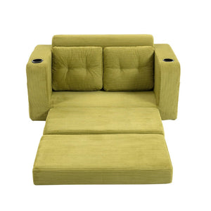 English Elm Convertible Floor Sofa Bed with Memory Foam and Ribbed Corduroy for Small Spaces Olive W395P438030