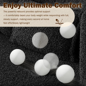 English Elm Modern Full Size Folding Sofa Bed with Teddy Fabric, 15" Foam Sleeper, Removable Covers & 2 Pillows for Guests Black W1885P308288