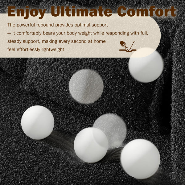 English Elm Modern Full Size Folding Sofa Bed with Teddy Fabric, 15" Foam Sleeper, Removable Covers & 2 Pillows for Guests Black W1885P308288