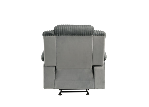 English Elm Lesley Plush Gray Corduroy & Velvet Motion Glider Recliner with Pocket Coil Seat, 330lb Capacity B2726P320782