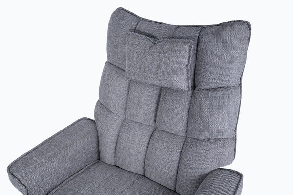 English Elm 8-point Massage Recliner with Heat Ottoman Chenille Swivel Lounge Chair W1622S00002