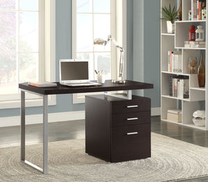 English Elm Modern 47.25-inch Reversible 3-Drawer Office Desk with Silver Metal Frame and File-Ready Storage Cappuccino 51.75 L x 26 W x 5.66 H B011P362061