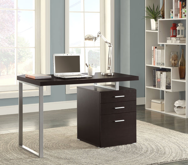 English Elm Modern 47.25-inch Reversible 3-Drawer Office Desk with Silver Metal Frame and File-Ready Storage Cappuccino 51.75 L x 26 W x 5.66 H B011P362061