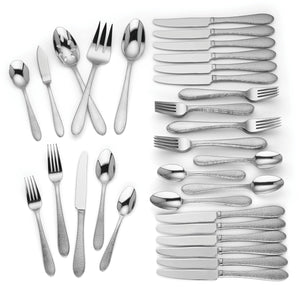 Lenox Haveson 65 Piece Hammered Stainless Steel Flatware Set for Formal Holiday Dining 884470