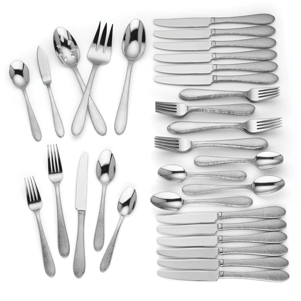 Lenox Haveson 65 Piece Hammered Stainless Steel Flatware Set for Formal Holiday Dining 884470