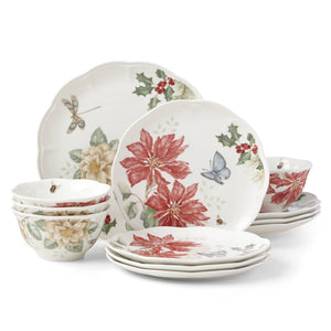 Lenox Butterfly Meadow Porcelain Dinnerware Set Scalloped Floral Holiday Table Elegance 884473