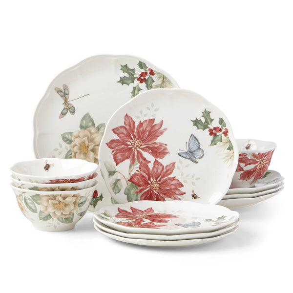 Lenox Butterfly Meadow Porcelain Dinnerware Set Scalloped Floral Holiday Table Elegance 884473