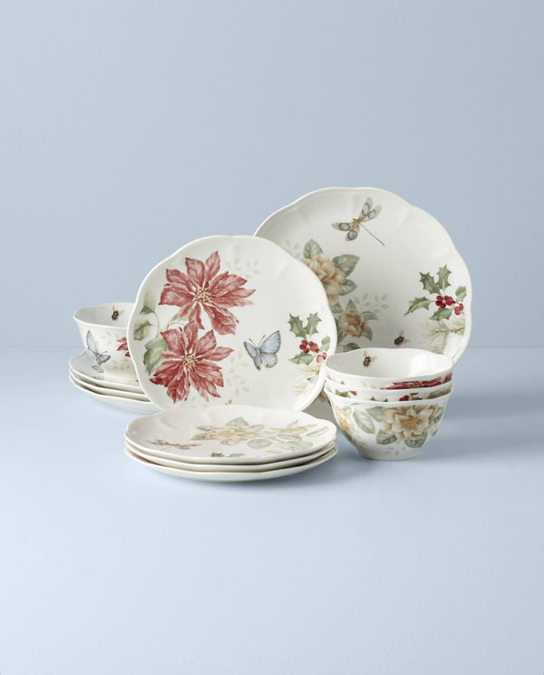 Lenox Butterfly Meadow Porcelain Dinnerware Set Scalloped Floral Holiday Table Elegance 884473