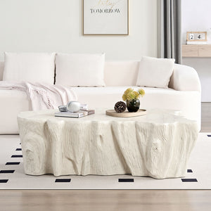 English Elm 48.62 Inch Organic Sculptural Fiberglass Coffee Table Ready to Use Modern Living Room W876P401274