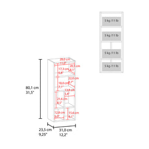 English Elm Malden Wall Cabinet White — 6 Open Compartments, Engineered Wood, Slim Wall-Mounted Storage for Bathroom decor and toiletries durable modern design B092P315577