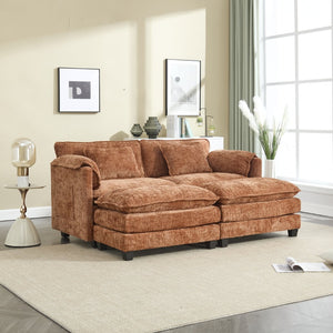 English Elm United Cozy Two-Seat Chenille Sofa With Detachable Armrests, Footstools, And Side Pockets For Comfort P1 W1568S00141-GIGA