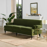 English Elm Alana Lawson Three-Cushion Tightback Sofa, Olive Green Performance Velvet