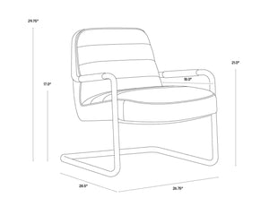 Sunpan LINCOLN Lounge Chair - Retro Beige Linen with Exposed Steel Frame for Stylish Comfort & Durability 102584