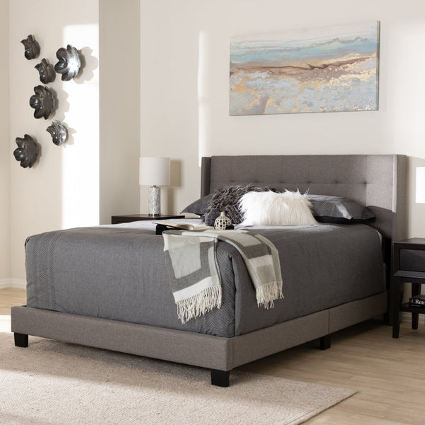 Baxton Studio Baxton Studio Modern Upholstered Queen Bed with Stylish Grid-Stitch Design for Ultimate Comfort Gray CF8031B-Grey-Queen