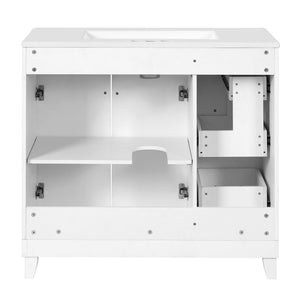 English Elm 36" Modern Bathroom Vanity with Ceramic Sink, Soft-Close Doors, Double-Layer Drawer & Storage Elegance White N729P289163K