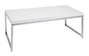 OSP Home Furnishings Wall Street Coffee Table White Melamine / Chrome Finish