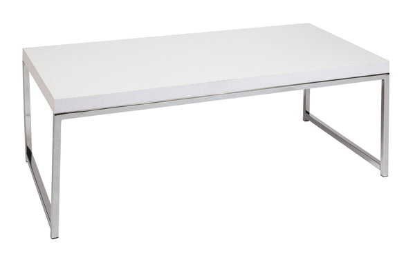 OSP Home Furnishings Wall Street Coffee Table White Melamine / Chrome Finish