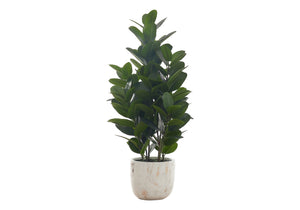 English Elm Artificial Garcinia Tree, 31" Tall Indoor Faux Plant In White Cement Pot - Lifelike Greenery For Homes B2710P220021