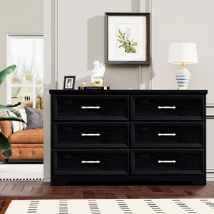English Elm Modern Antique-Style 3-Drawer Chest with Gold Frame Knobs, Waterproof MDF, Anti-Tip Safety Design Black W1668P162670