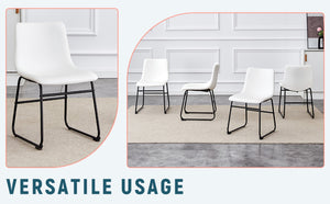 English Elm Set Of 4 Modern White Pu Leather Chairs – Stylish, Ergonomic, And Easy-Clean For Any Space! W3226P279062-GIGA