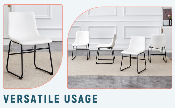 English Elm Set Of 4 Modern White Pu Leather Chairs – Stylish, Ergonomic, And Easy-Clean For Any Space! W3226P279062-GIGA