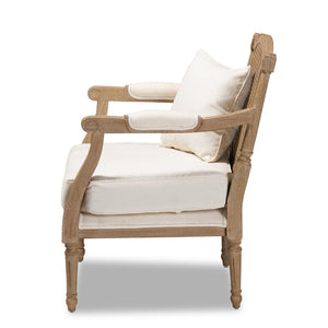 Baxton Studio Baxton Studio Clemence Ivory Armchair - French Provincial Charm with Upholstered Comfort & Rattan Back ASS1037-CC
