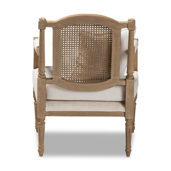 Baxton Studio Baxton Studio Clemence Ivory Armchair - French Provincial Charm with Upholstered Comfort & Rattan Back ASS1037-CC