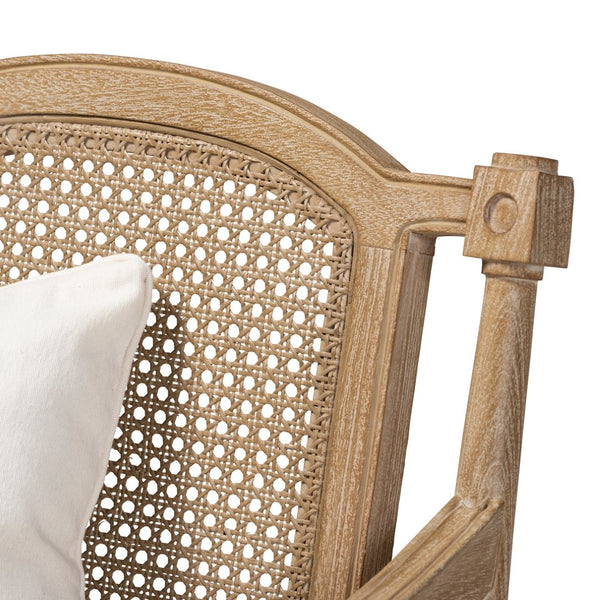 Baxton Studio Baxton Studio Clemence Ivory Armchair - French Provincial Charm with Upholstered Comfort & Rattan Back ASS1037-CC