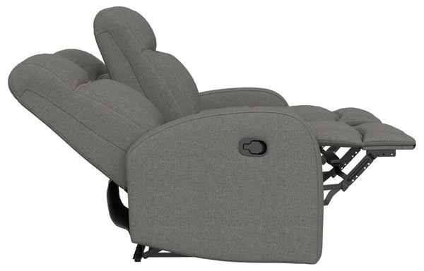 English Elm Brown Dual Reclining Sofa with Pillow Back Cushions and Pull Tab Seats for Living Rooms Gray B361P483238