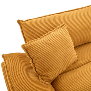 English Elm Corduroy Stylish Sleeper Sofa Loveseat with Dual-Layer Cushions & Two Support Pillows, Sturdy Frame Yellow W676P184141
