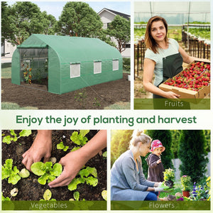 English Elm Outsunny Walk-in Tunnel Greenhouse Steel Frame Pe Cover Mesh Vents Garden Grow Shelter W2225P200412