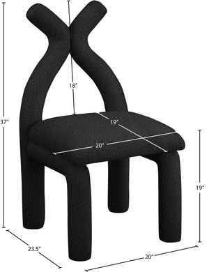 Xena Black Boucle Fabric Accent/Dining Chair 884Black-C Meridian Furniture