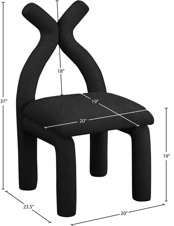 Xena Black Boucle Fabric Accent/Dining Chair 884Black-C Meridian Furniture