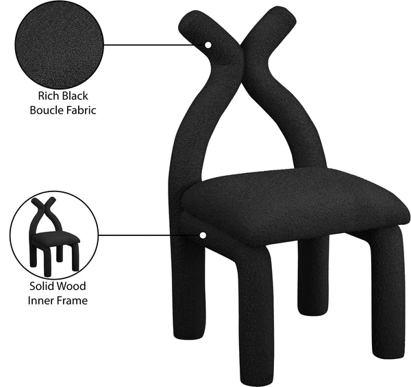 Xena Black Boucle Fabric Accent/Dining Chair 884Black-C Meridian Furniture