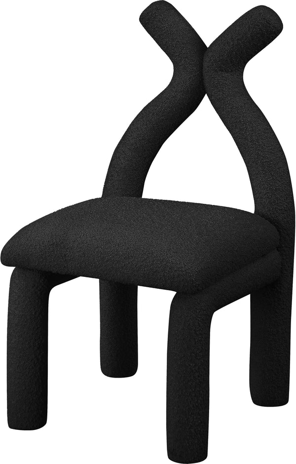 Xena Black Boucle Fabric Accent/Dining Chair 884Black-C Meridian Furniture