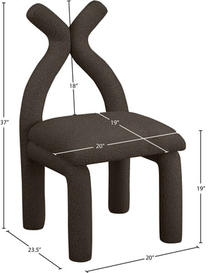 Xena Brown Boucle Fabric Accent/Dining Chair 884Brown-C Meridian Furniture