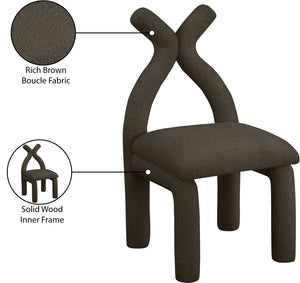 Xena Brown Boucle Fabric Accent/Dining Chair 884Brown-C Meridian Furniture