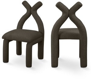 Xena Brown Boucle Fabric Accent/Dining Chair 884Brown-C Meridian Furniture
