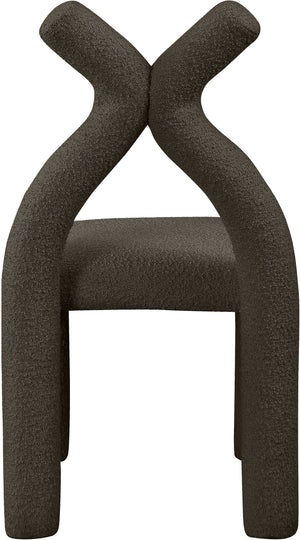 Xena Brown Boucle Fabric Accent/Dining Chair 884Brown-C Meridian Furniture