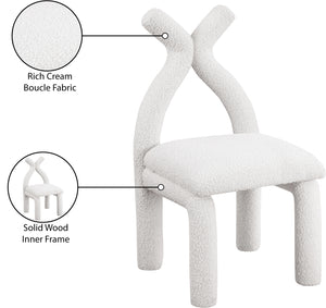 Xena Cream Boucle Fabric Accent/Dining Chair 884Cream-C Meridian Furniture