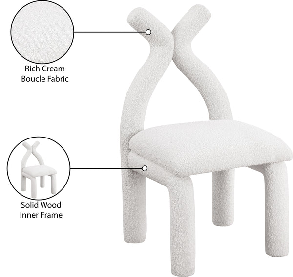 Xena Cream Boucle Fabric Accent/Dining Chair 884Cream-C Meridian Furniture