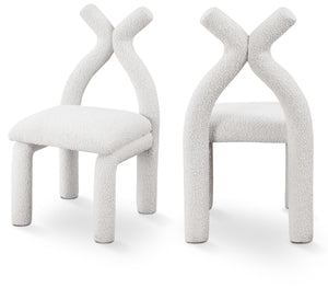 Xena Cream Boucle Fabric Accent/Dining Chair 884Cream-C Meridian Furniture