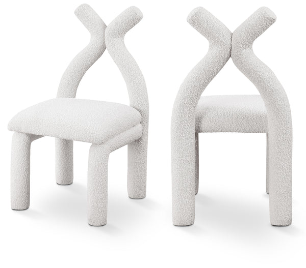 Xena Cream Boucle Fabric Accent/Dining Chair 884Cream-C Meridian Furniture