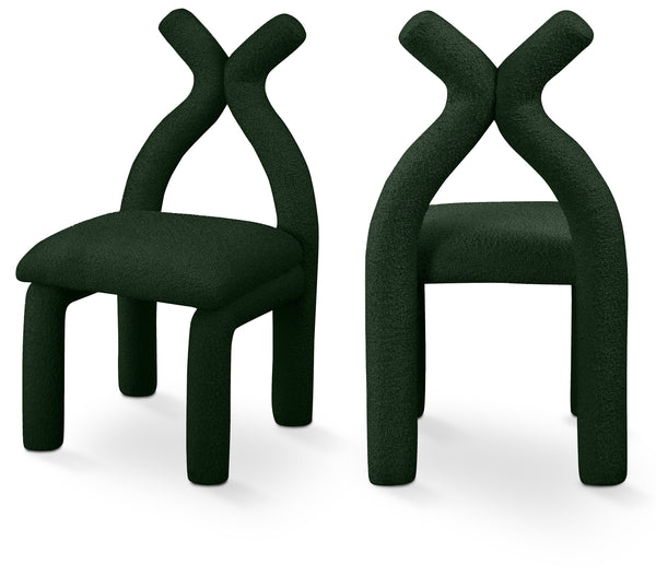 Xena Green Boucle Fabric Accent/Dining Chair 884Green-C Meridian Furniture
