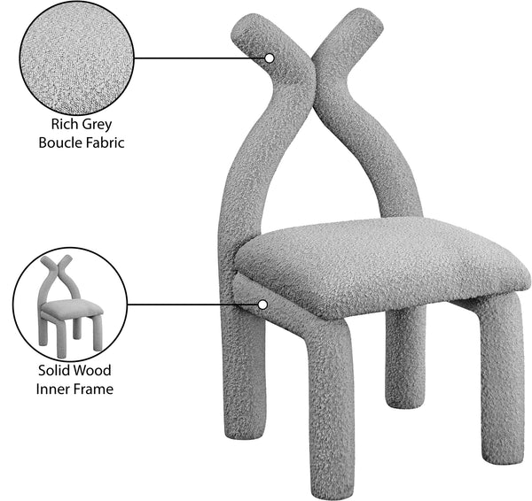 Xena Grey Boucle Fabric Accent/Dining Chair 884Grey-C Meridian Furniture